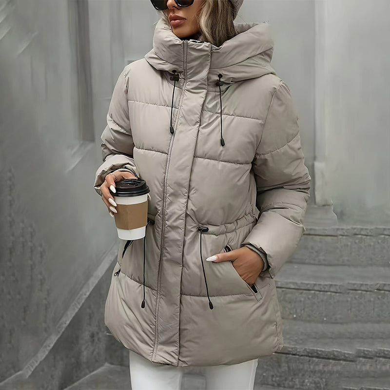 Women's Hooded Mid-Length Puffer Coat