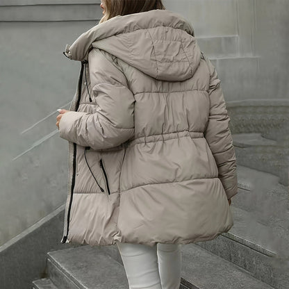 Women's Hooded Mid-Length Puffer Coat