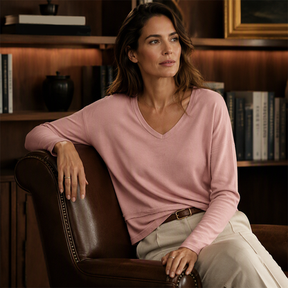Women's V-Neck Loose Long Sleeve Top