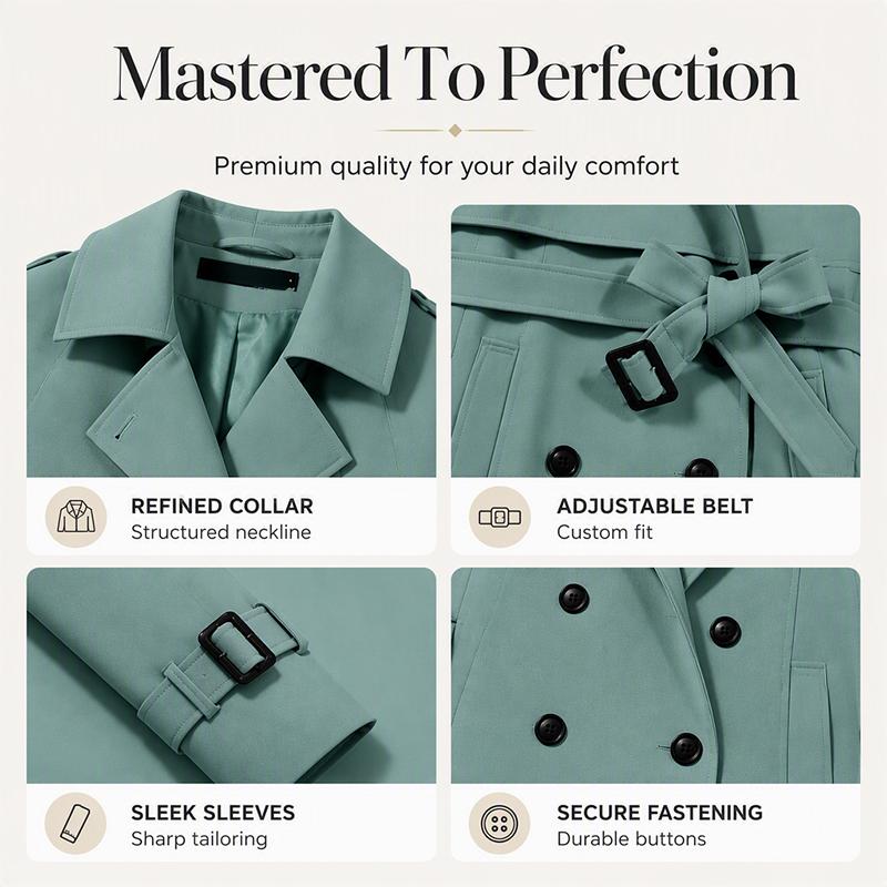 Women's Slim Fit Double Breasted Trench Coat