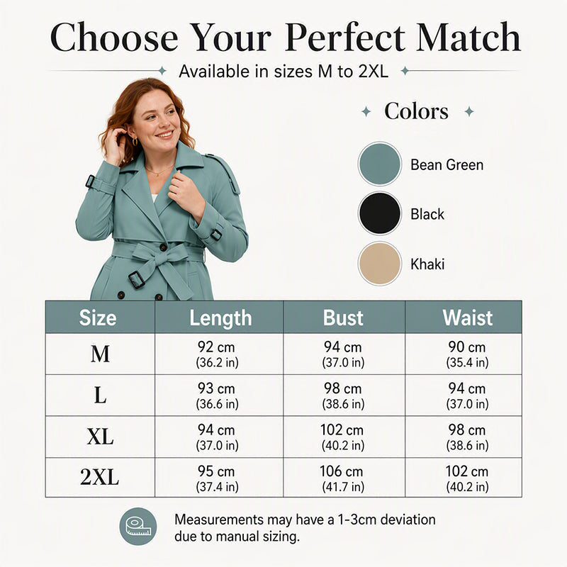 Women's Slim Fit Double Breasted Trench Coat