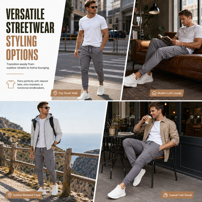 Men's Casual Solid Color Cargo Jogger Pants