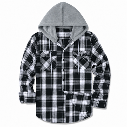✨ Men's Plaid Zip Up Hoodie Loose Fit American Style Brushed Hooded Sweatshirt