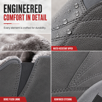 Men's Winter Fleece Lined Waterproof Slip On Shoes Non Slip Soft Sole Warm Casual Cotton Cloth Shoes for Seniors