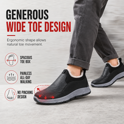 Men's Winter Fleece Lined Waterproof Slip On Shoes Non Slip Soft Sole Warm Casual Cotton Cloth Shoes for Seniors