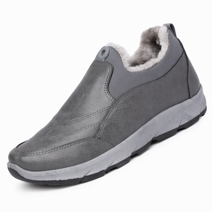 Men's Winter Fleece Lined Waterproof Slip On Shoes Non Slip Soft Sole Warm Casual Cotton Cloth Shoes for Seniors