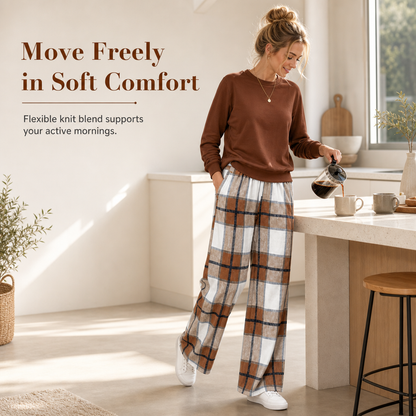 Women's Soft Casual Crewneck Sweatshirt and Wide Leg Pants Set
