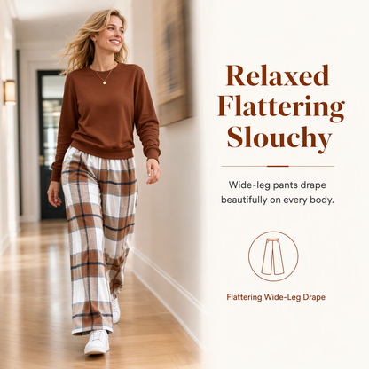 Women's Soft Casual Crewneck Sweatshirt and Wide Leg Pants Set