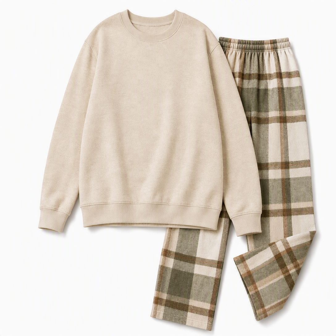 Women's Soft Casual Crewneck Sweatshirt and Wide Leg Pants Set