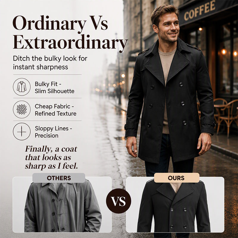 Men's Classic Double-Breasted Trench Coat