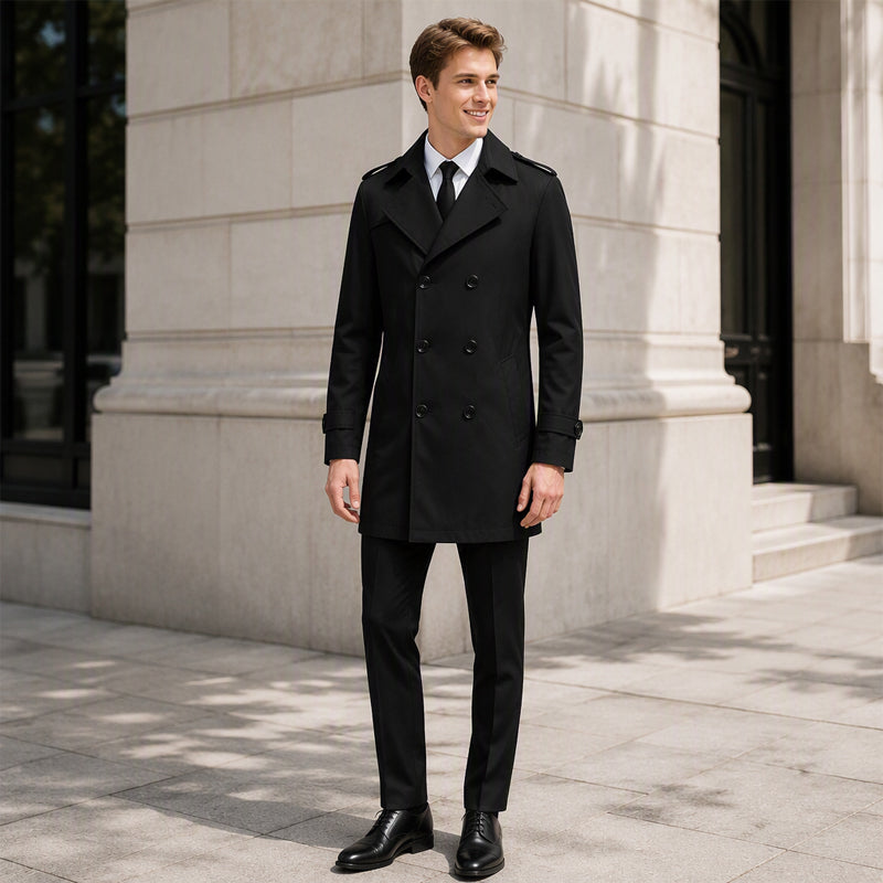 Men's Classic Double-Breasted Trench Coat