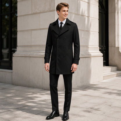 Men's Classic Double-Breasted Trench Coat