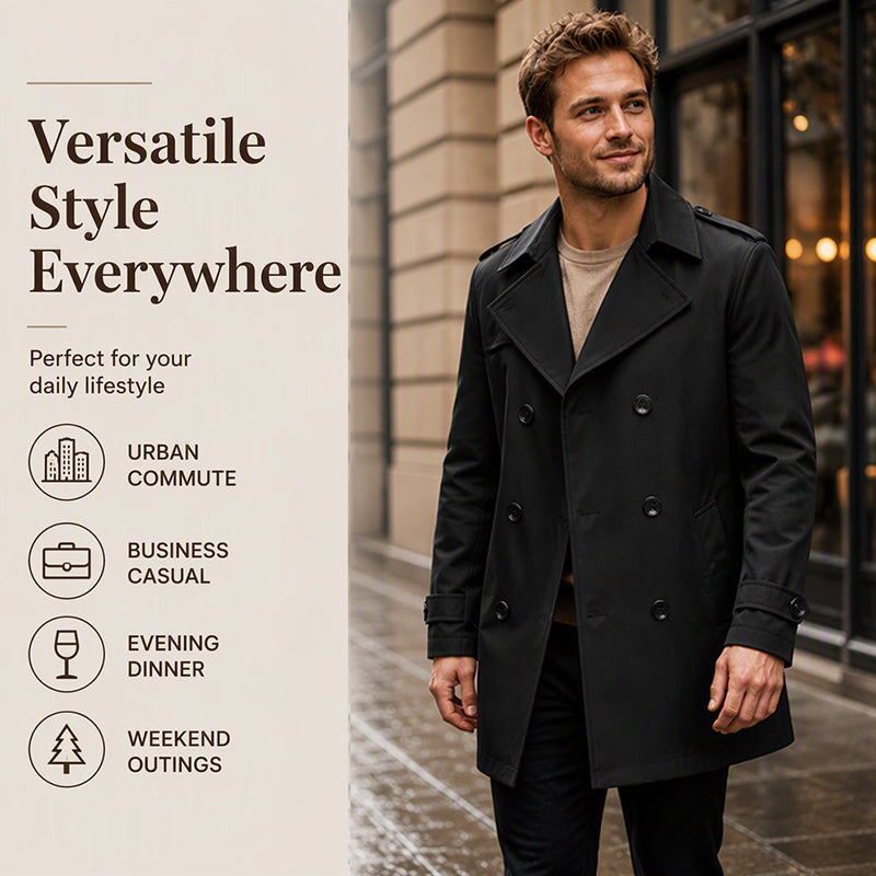 Men's Classic Double-Breasted Trench Coat
