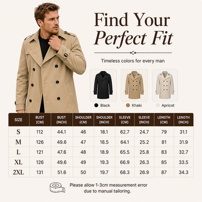 Men's Classic Double-Breasted Trench Coat