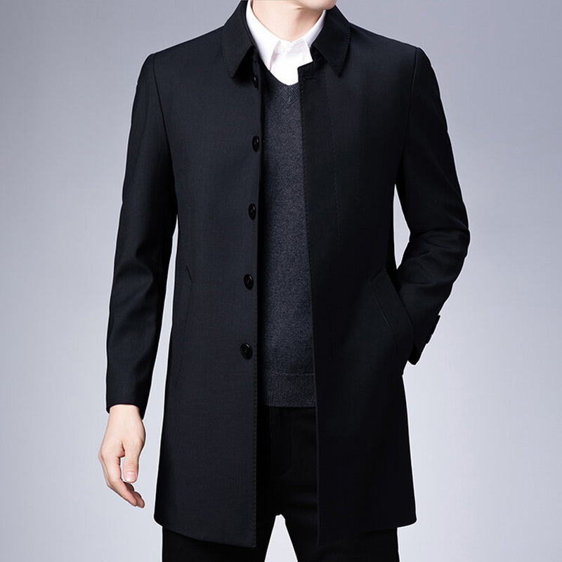 Men's Mid-Length Collared Trench Coat