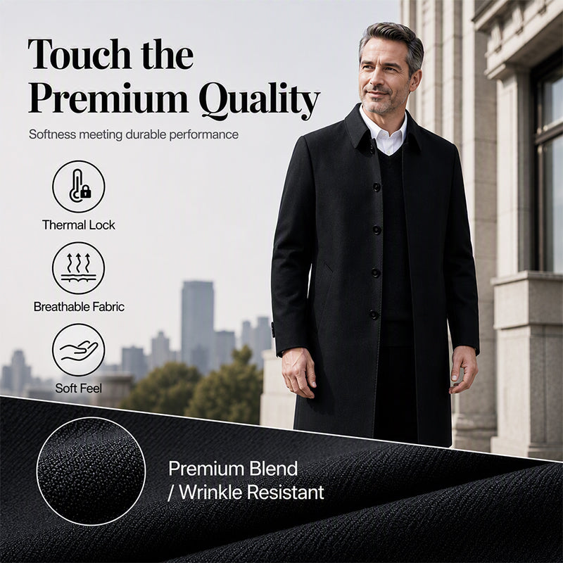 Men's Mid-Length Collared Trench Coat