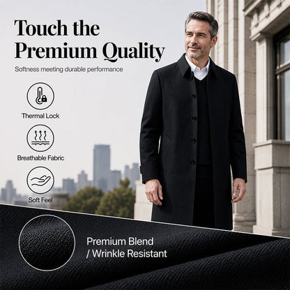 Men's Mid-Length Collared Trench Coat