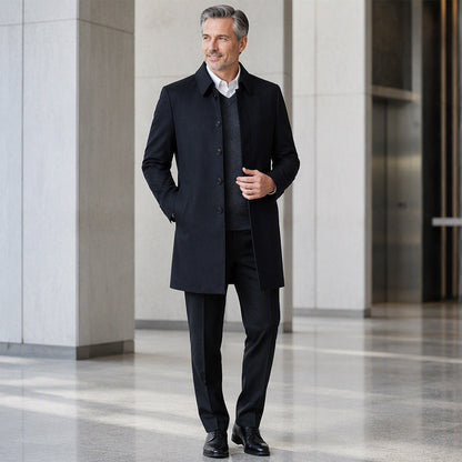 Men's Mid-Length Collared Trench Coat