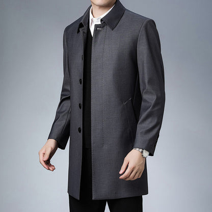 Men's Mid-Length Collared Trench Coat