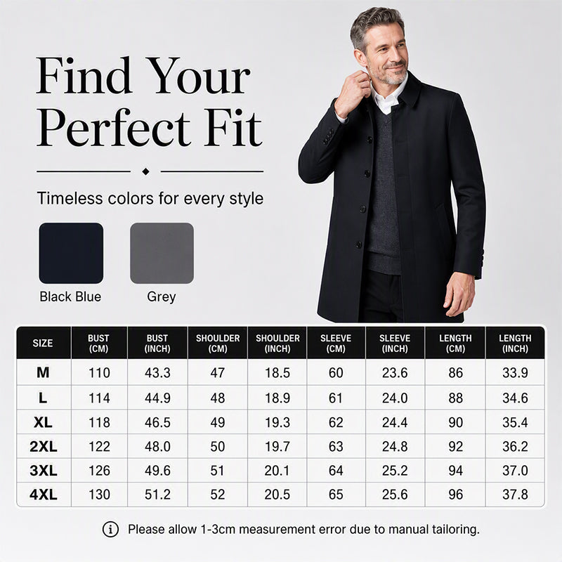 Men's Mid-Length Collared Trench Coat
