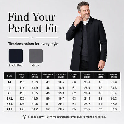 Men's Mid-Length Collared Trench Coat