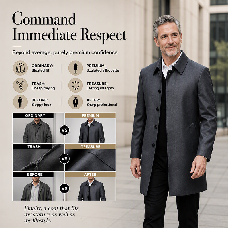 Men's Mid-Length Collared Trench Coat