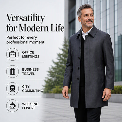 Men's Mid-Length Collared Trench Coat