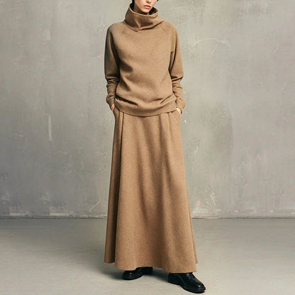 Women's Turtleneck Top and Maxi Skirt Set