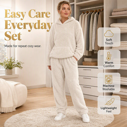 Women's Plush Hooded Sweatshirt & Pants Lounge Set