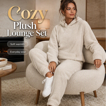 Women's Plush Hooded Sweatshirt & Pants Lounge Set