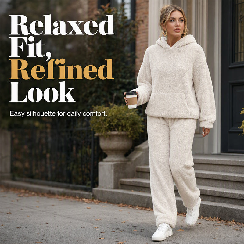 Women's Plush Hooded Sweatshirt & Pants Lounge Set