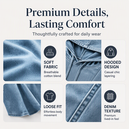 Women's Casual Denim Hoodie