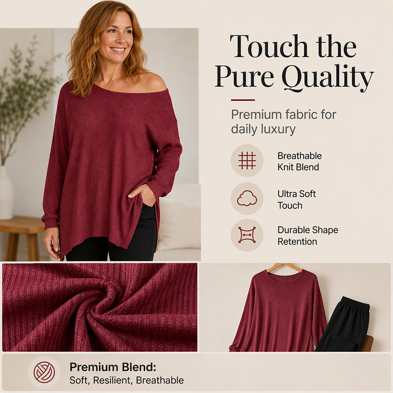 Women's Off-Shoulder Top with Split Hem