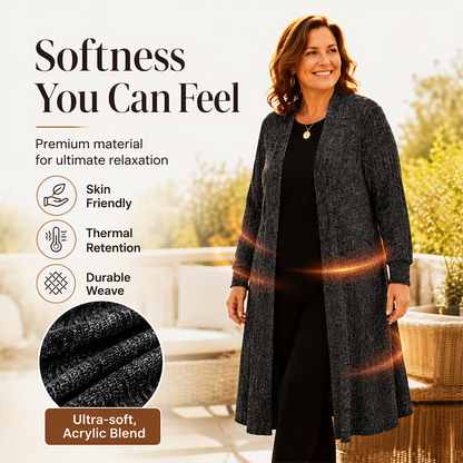 Women's Cozy Ribbed Knit Long-line Cardigan