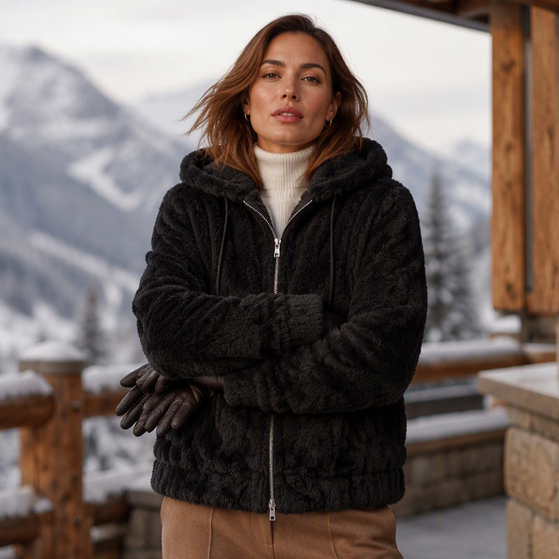 Women's Casual Warm Fuzzy Hooded Jacket