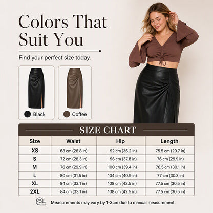Women's Chic Irregular Side Slit PU Leather Skirt