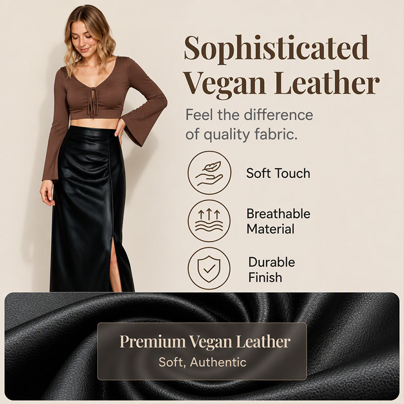 Women's Chic Irregular Side Slit PU Leather Skirt