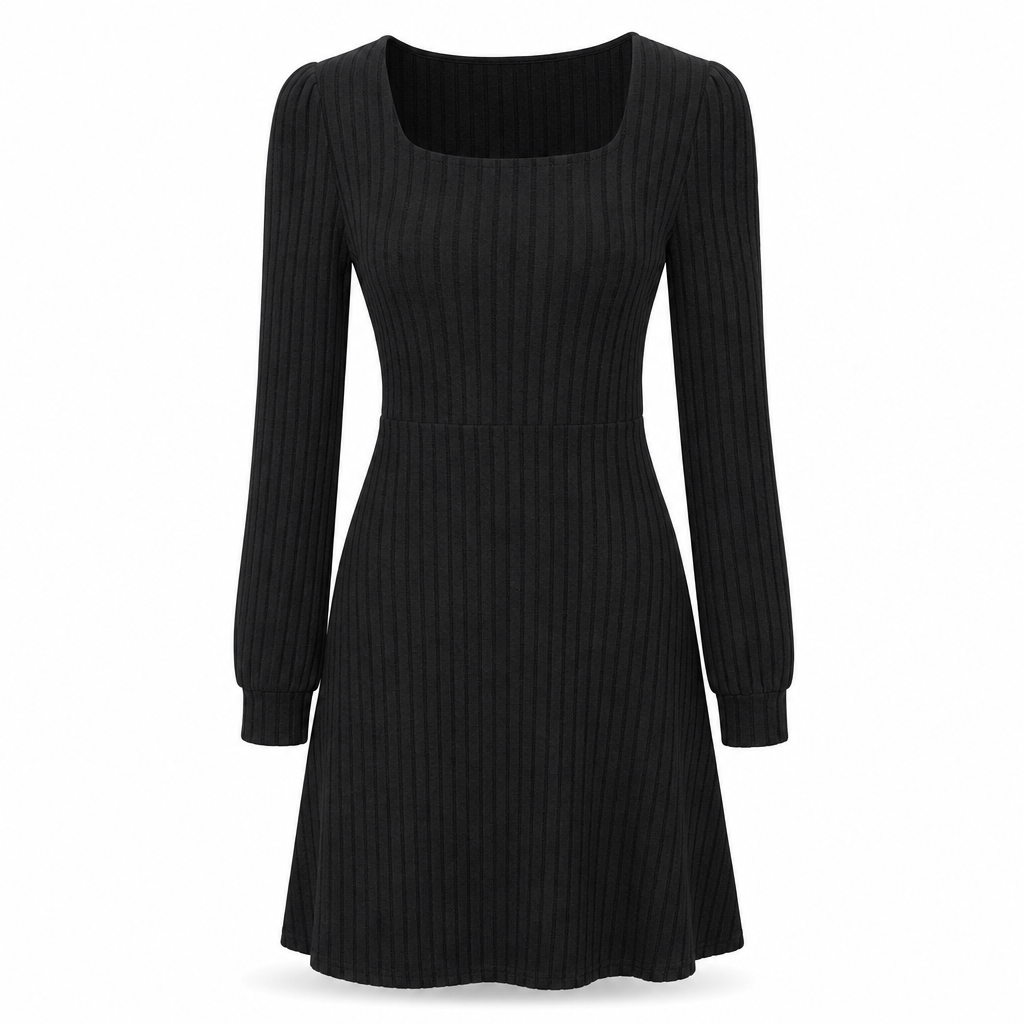 Women's Square Neck Babydoll Dress with Pockets