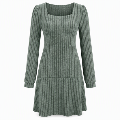Women's Square Neck Babydoll Dress with Pockets