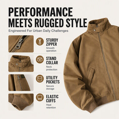 Men's Loose Plush-Lined Bomber Jacket