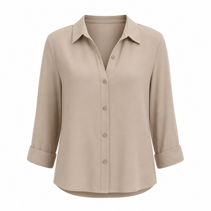 Women Elegant Casual Long Sleeve Button Up Blouse