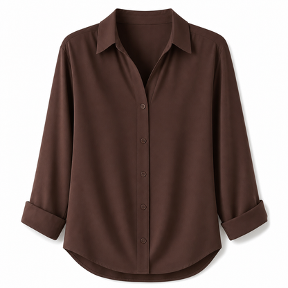 Women Elegant Casual Long Sleeve Button Up Blouse