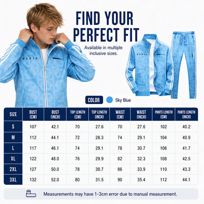 Men's Geometric Print Full-Zip Jacket & Pants Set