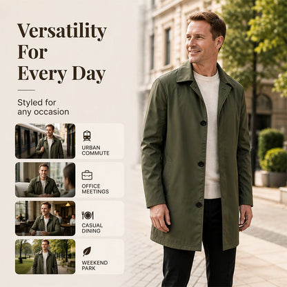 Men's Minimalist Single-Breasted Mid-Length Coat