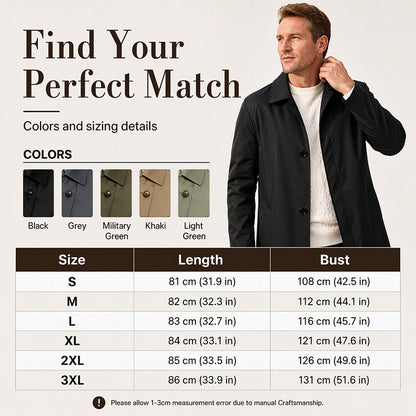 Men's Minimalist Single-Breasted Mid-Length Coat