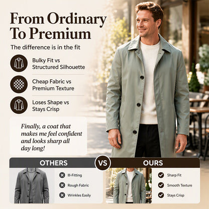 Men's Minimalist Single-Breasted Mid-Length Coat