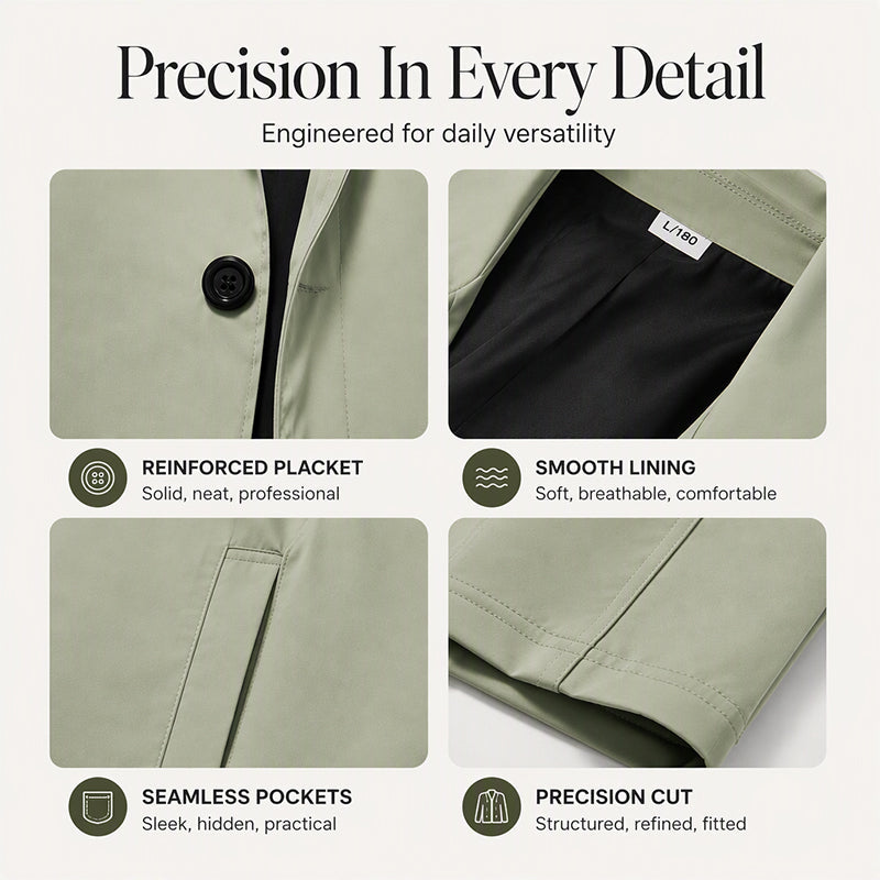 Men's Minimalist Single-Breasted Mid-Length Coat