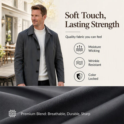 Men's Minimalist Single-Breasted Mid-Length Coat