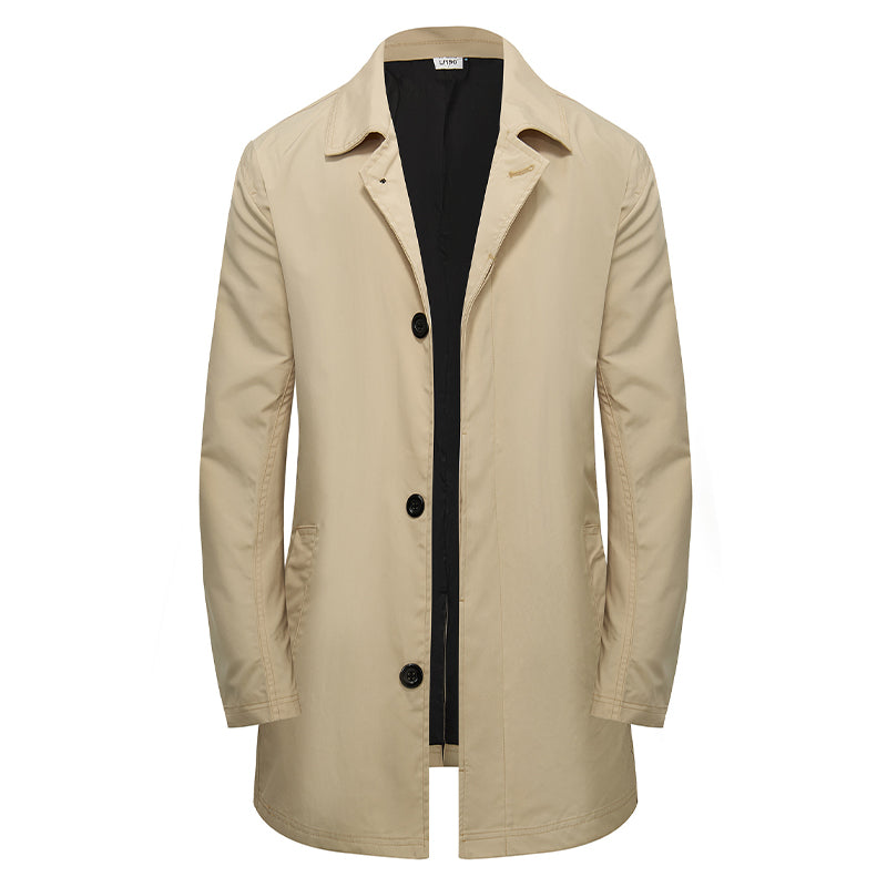 Men's Minimalist Single-Breasted Mid-Length Coat