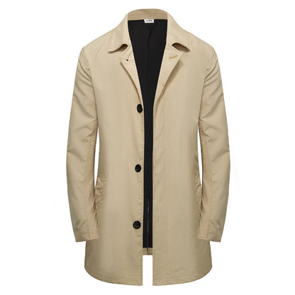 Men's Minimalist Single-Breasted Mid-Length Coat